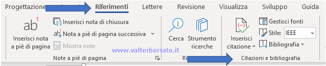 Come organizzare in Word riferimenti e citazioni e creare automaticamente la bibliografia: La barra Riferimenti