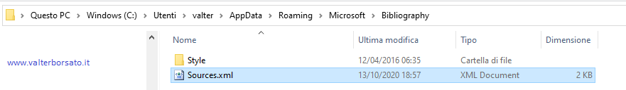 Come organizzare in Word riferimenti e citazioni e creare automaticamente la bibliografia: Il file souces.xml