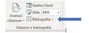 Come organizzare in Word riferimenti e citazioni e creare automaticamente la bibliografia: Inserire la bibliografia nel documento