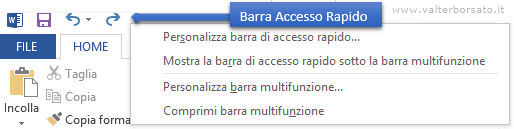 Personalizzare la Barra di accesso rapido di Word | Opzioni Barra accesso rapido