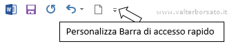 Pulsante personalizza Barra accesso rapido