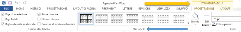 Word | Scheda Strumenti tabella: Progettazione e Layout