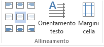 Word | orientamento testo nelle tabelle