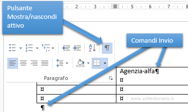 WORD | Creazione tabelle, pulsante mostra nascondi