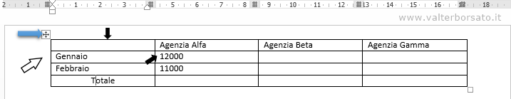 Word | Selezione dati nelle tabelle 