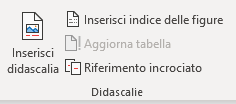 Word: inserire didascalie e creare indici delle immagini: gruppo pulsanti Didascalie