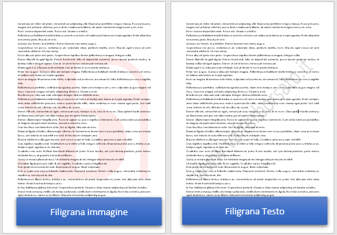 Word | Sfondi e Filigrana nei documenti di testo: risultato finale inserimento filigrana immagine e filigrana testo personalizzato