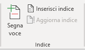 Word: creare un indice analitico: gruppo pulsanti indice