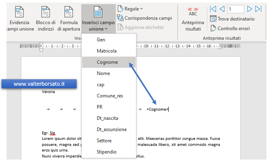 STAMPA UNIONE da Excei in Word: Utilizzare la Stampa Unione Word con il File dati di Excel