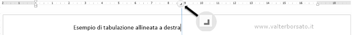 WORD impostazione della tabulazione: allineamento a destra