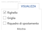 WORD | scheda VISUALIZZA gruppo pulsanti Mostra: Righello