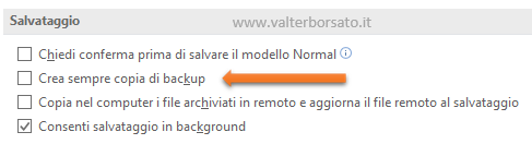 Trucchi Word: creare automaticamente una copia di backup del documento