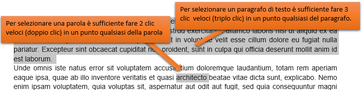 Trucchi Word: Selezionare parole e paragrafi di testo